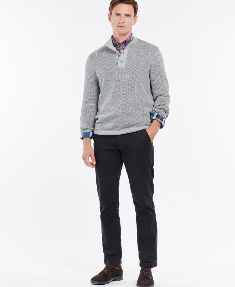 Barbour Malcolm Half Button Jumper Grey Marl | QRD371980