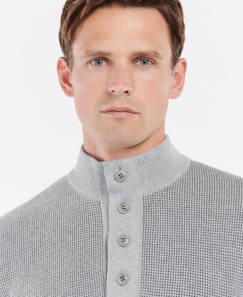 Barbour Malcolm Half Button Jumper Grey Marl | QRD371980