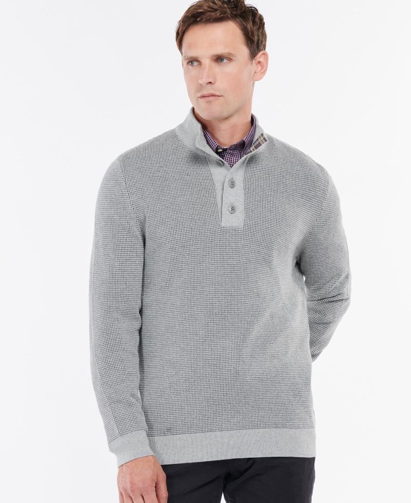 Barbour Malcolm Half Button Jumper Grey Marl | QRD371980