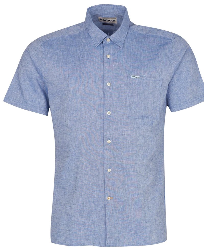 Barbour Nelson Short Sleeve Summer Shirt Blue | WEC082375