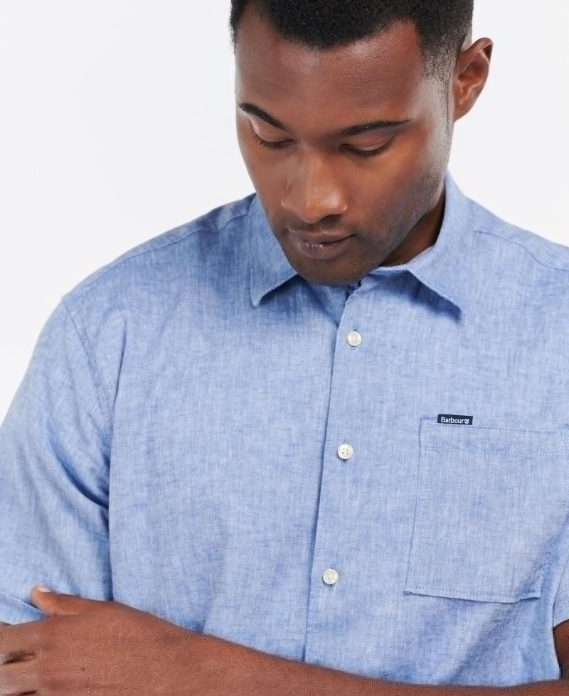 Barbour Nelson Short Sleeve Summer Shirt Blue | WEC082375