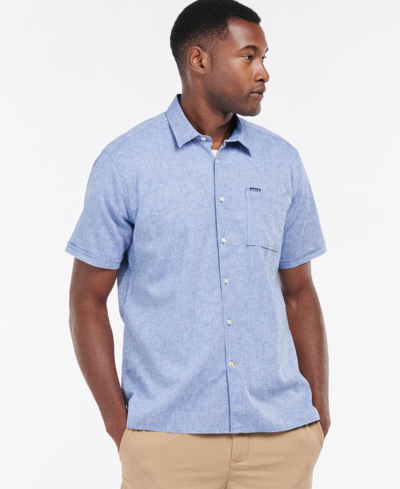 Barbour Nelson Short Sleeve Summer Shirt Blue | WEC082375