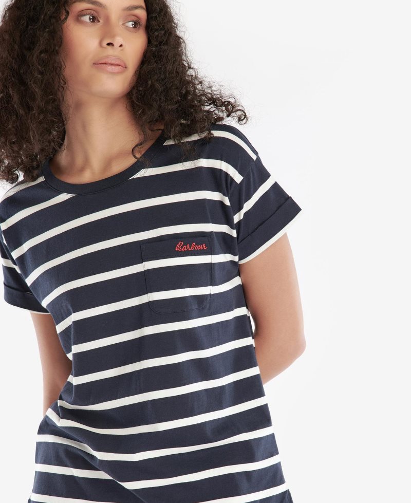 Barbour Otterburn Stripe T-Shirt Navy White | QRD316754