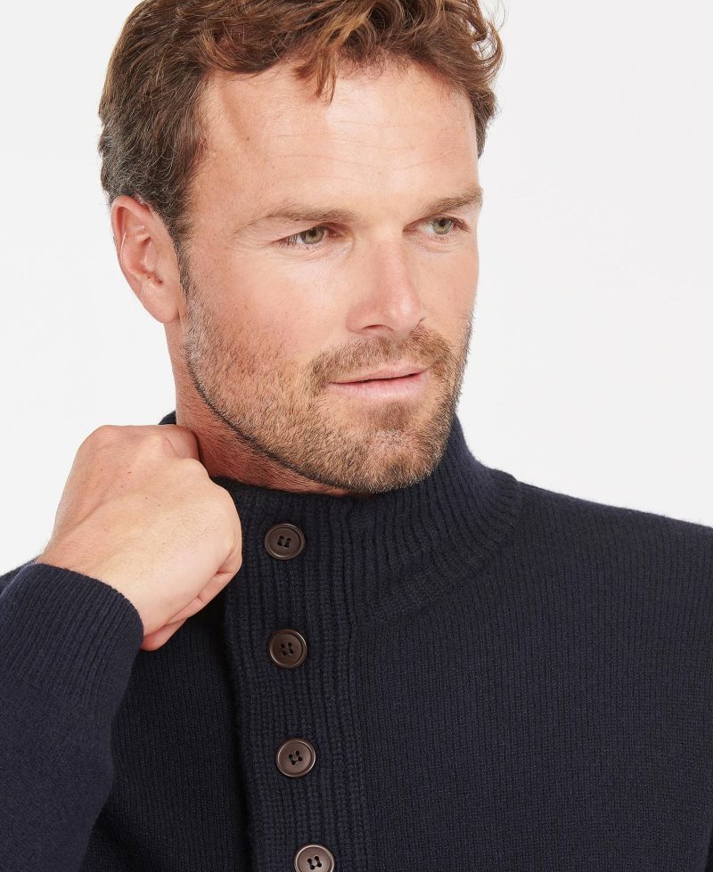 Barbour Patch Half Zip Sweater Inky Blue | VJF714560