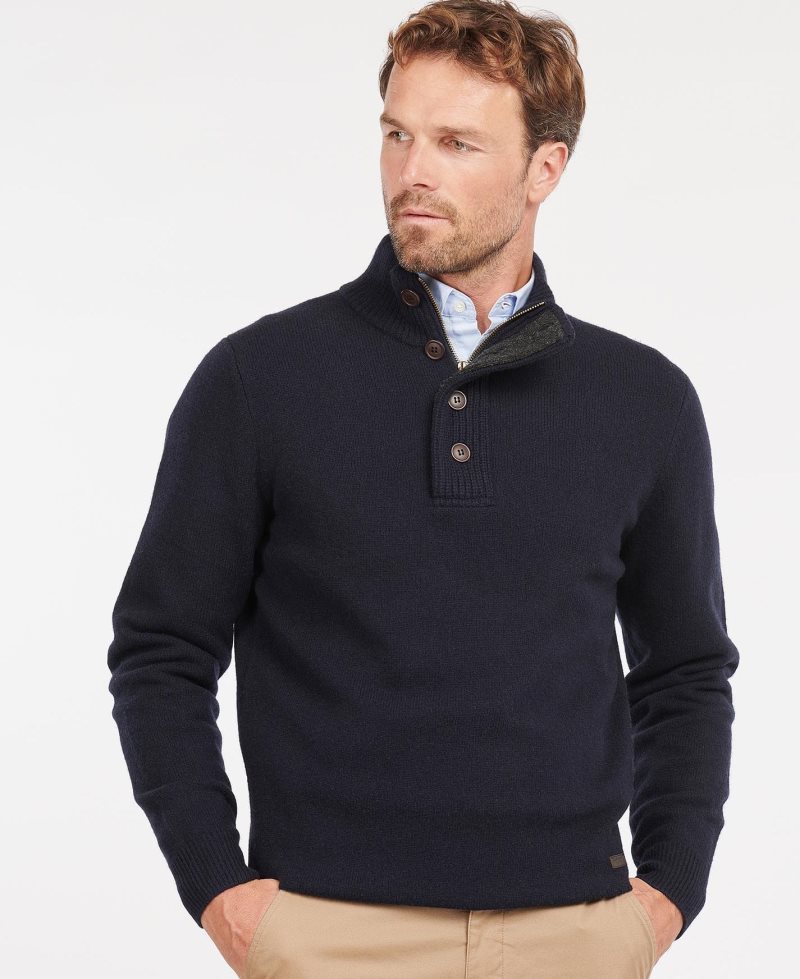 Barbour Patch Half Zip Sweater Inky Blue | VJF714560