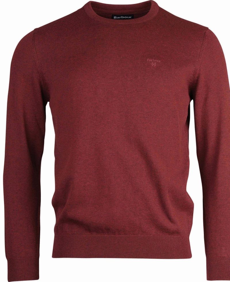 Barbour Pima Cotton Crew Neck Jumper Cabernet | OFD724596