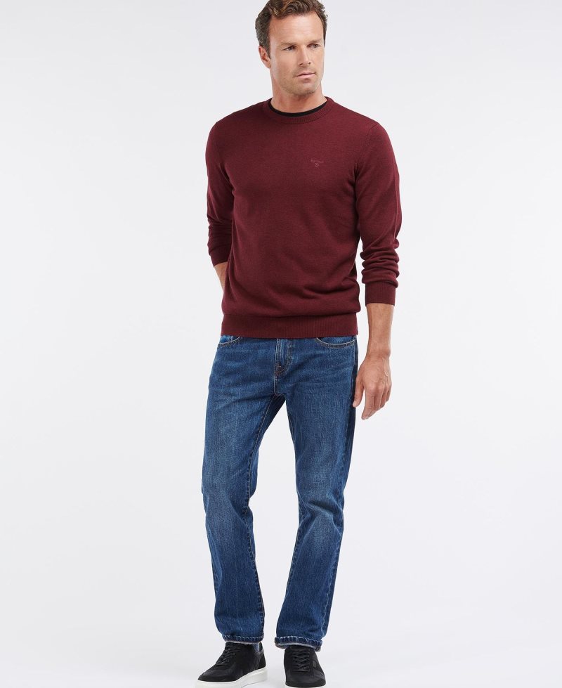 Barbour Pima Cotton Crew Neck Jumper Cabernet | OFD724596