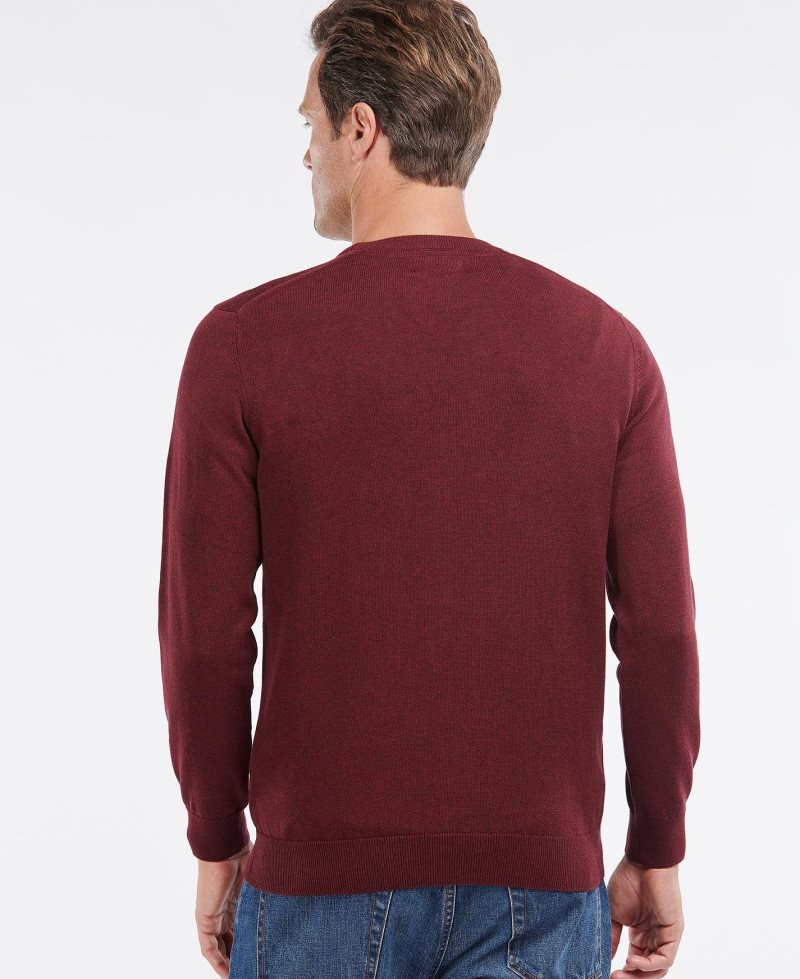 Barbour Pima Cotton Crew Neck Jumper Cabernet | OFD724596