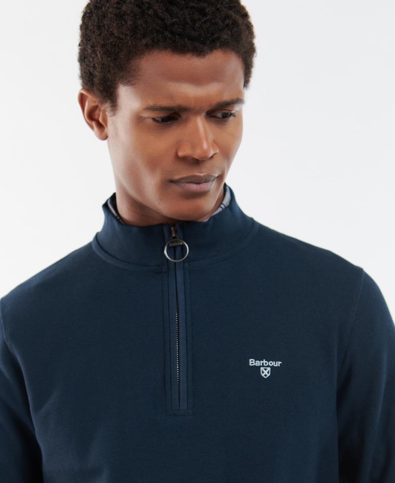 Barbour Rigg Half Zip Navy | CDG791520