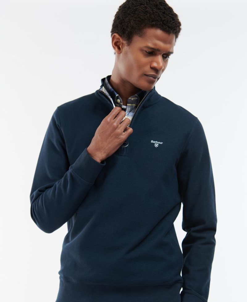 Barbour Rigg Half Zip Navy | CDG791520