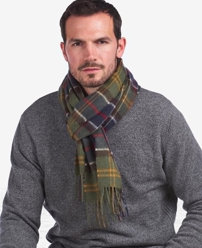 Barbour Schal Wolle Kaschmir Tartan Black Grey Tartan | VZI248903