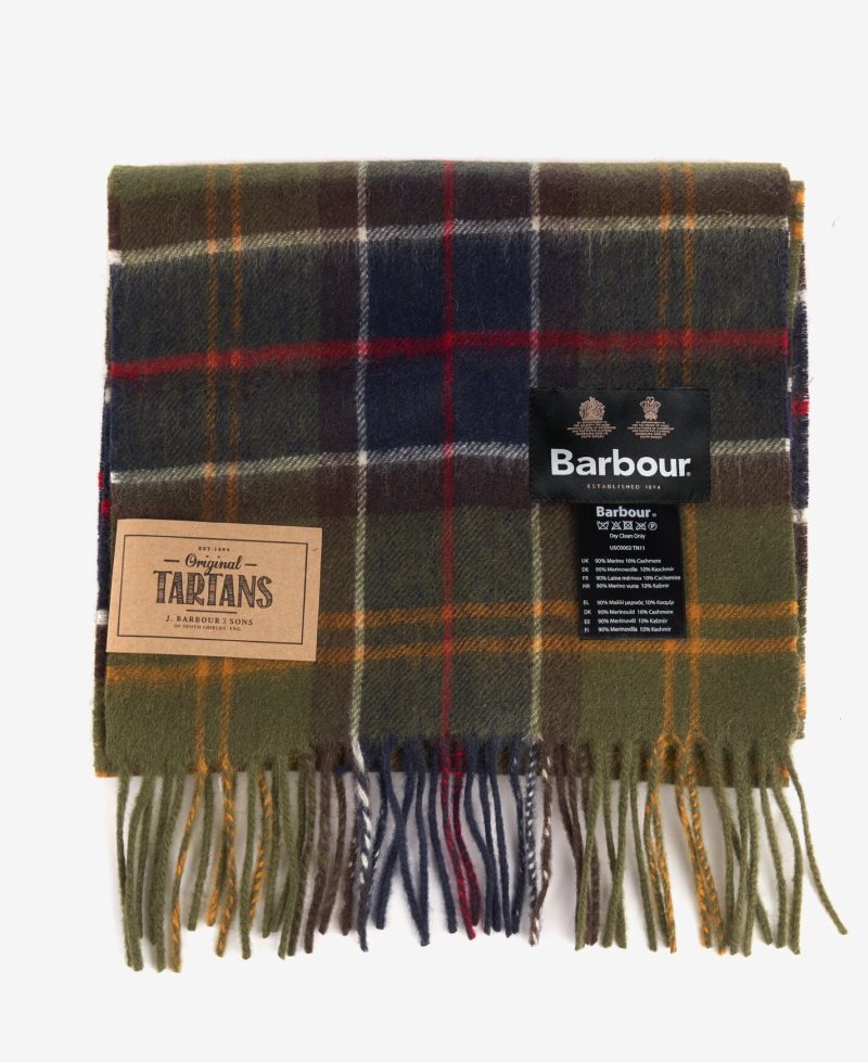 Barbour Schal Wolle Kaschmir Tartan Black Grey Tartan | VZI248903