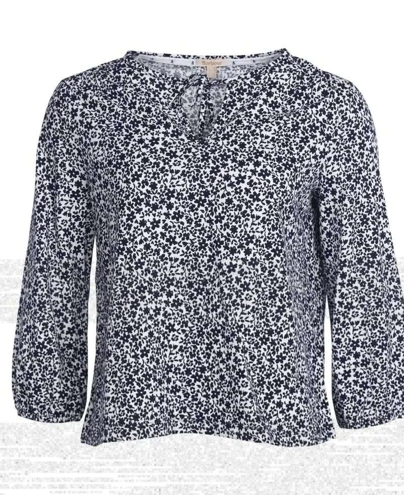 Barbour Seaholly Top White Indigo | FDC761240