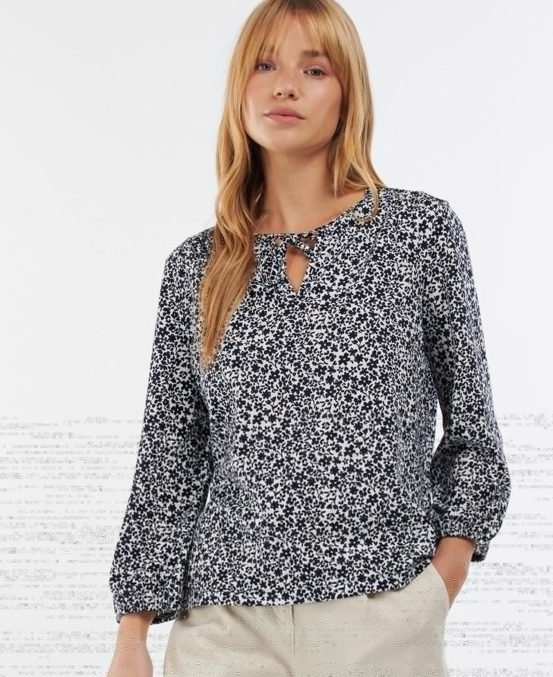 Barbour Seaholly Top White Indigo | FDC761240