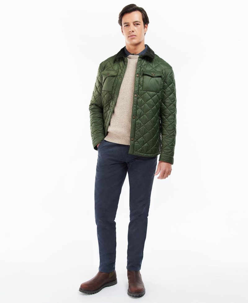 Barbour Shirt Quilted Jacket Moss | SKL610237