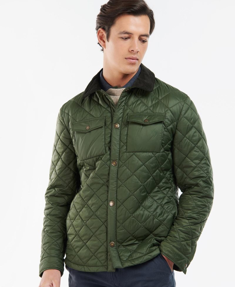 Barbour Shirt Quilted Jacket Moss | SKL610237