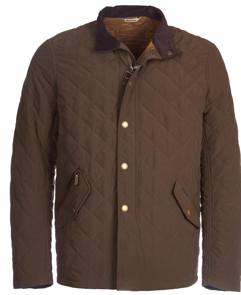 Barbour Shoveler Quilted Jacket Dark Sand | FTQ473156