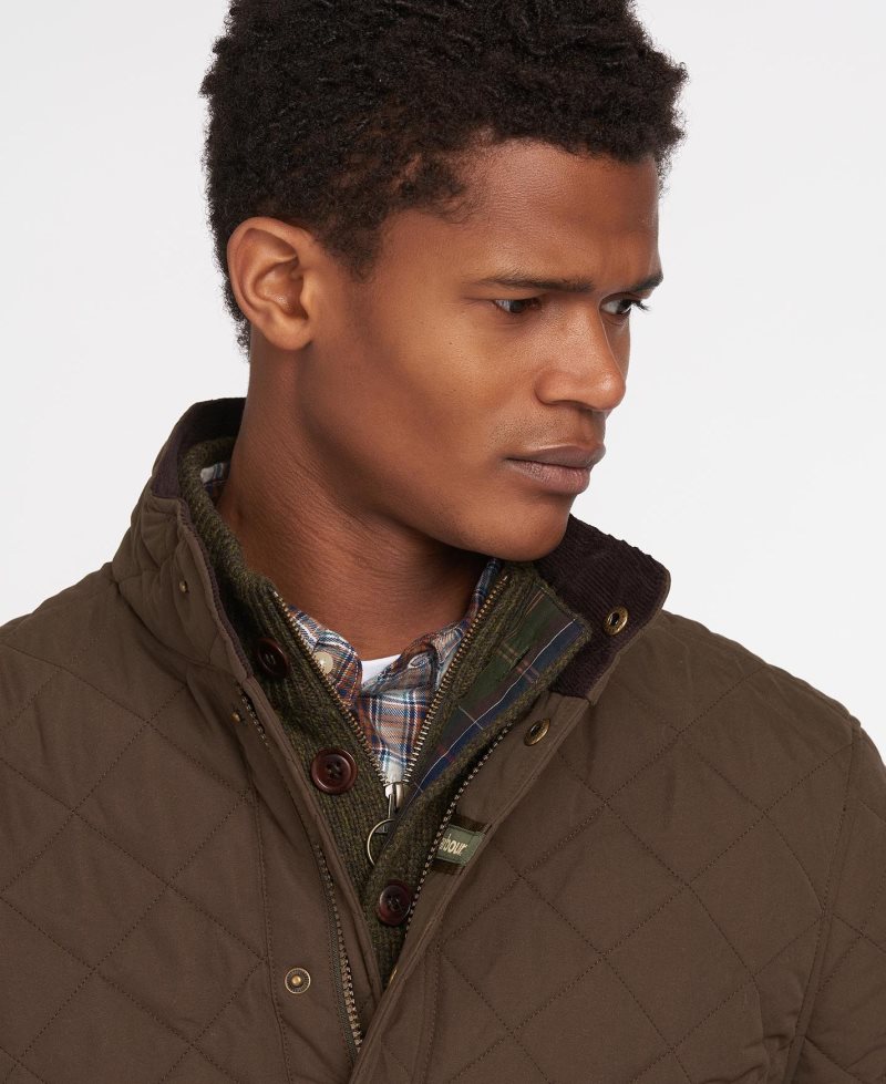 Barbour Shoveler Quilted Jacket Dark Sand | FTQ473156