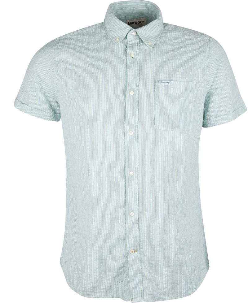 Barbour Stanton Short Sleeve Tailored Shirt Inky Blue | DAV206317