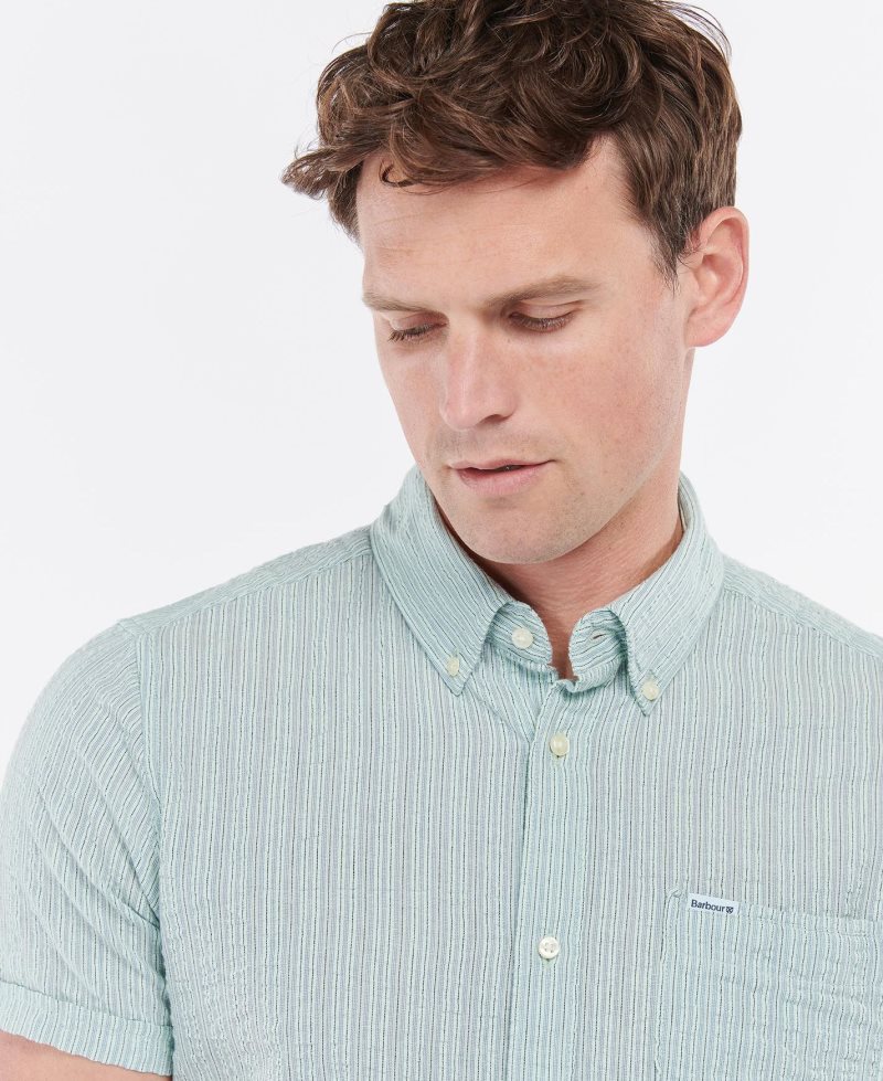 Barbour Stanton Short Sleeve Tailored Shirt Inky Blue | DAV206317