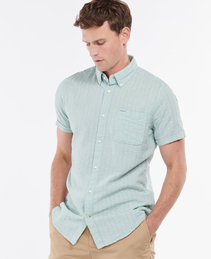 Barbour Stanton Short Sleeve Tailored Shirt Inky Blue | DAV206317