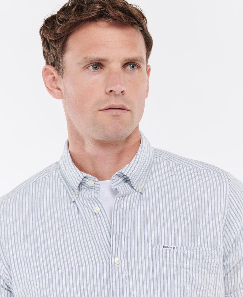 Barbour Stanton Short Sleeve Tailored Shirt Inky Blue | HES142085