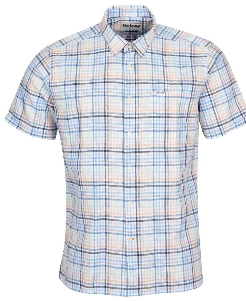 Barbour Starmer Short Sleeve Summer Shirt Mint | TGY840739