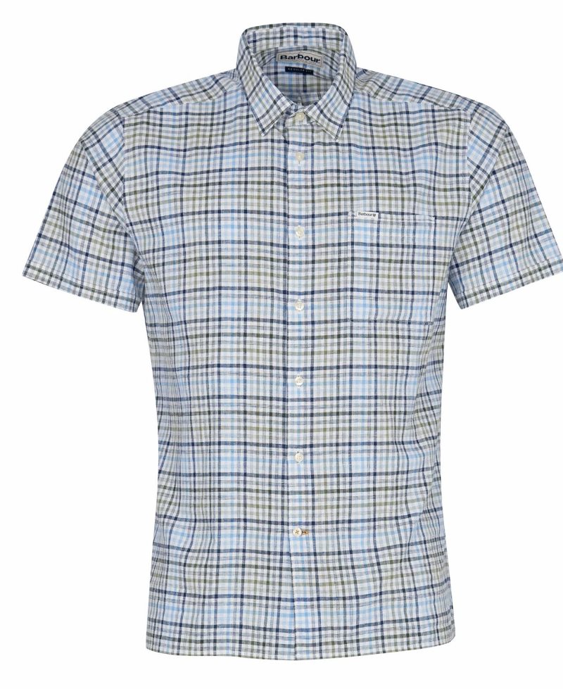 Barbour Starmer Short Sleeve Summer Shirt Mint | VFZ038651