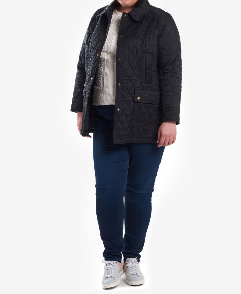 Barbour Summer Beadnell Quilted Jacket (Plus Size) Black | XJZ031876