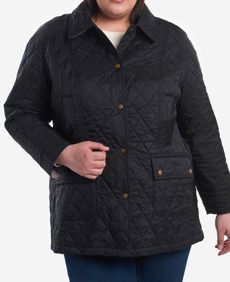 Barbour Summer Beadnell Quilted Jacket (Plus Size) Black | XJZ031876