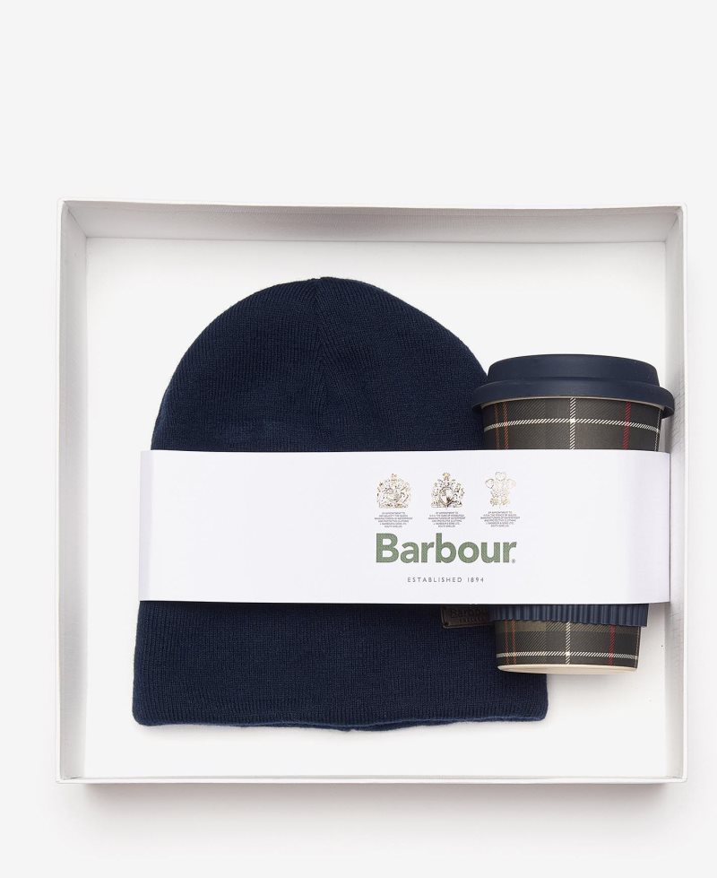 Barbour Swinton Beanie & Travel Mug Classic Tartan | KIC637584