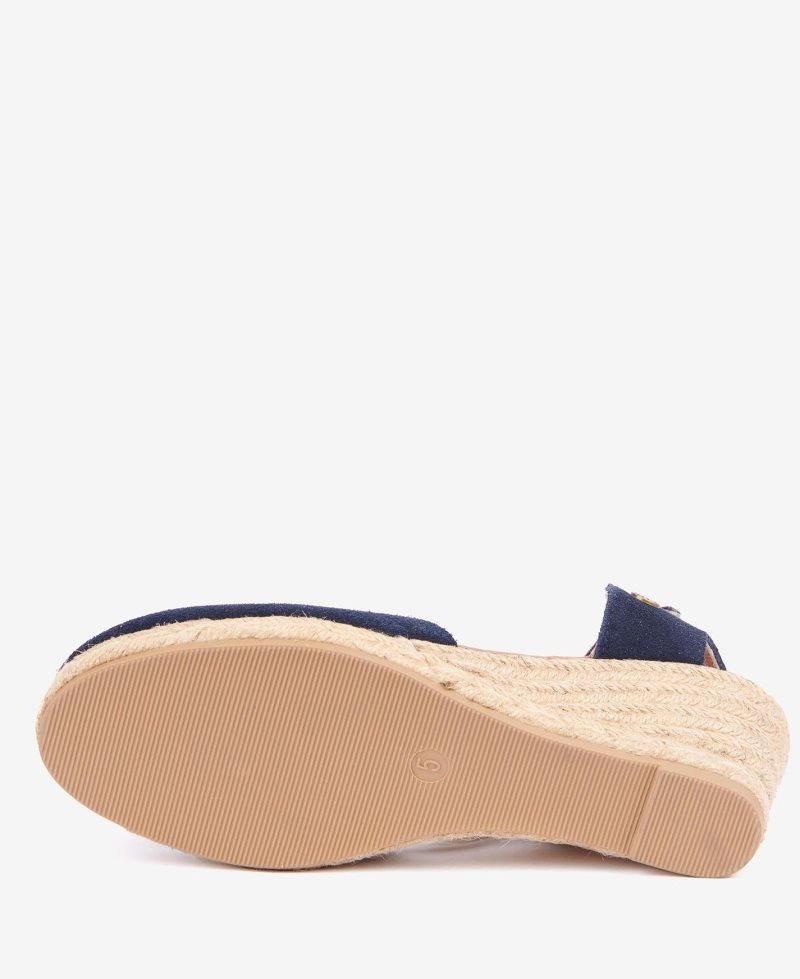 Barbour Whitney Wedge Sandals Navy Suede | VOI190274