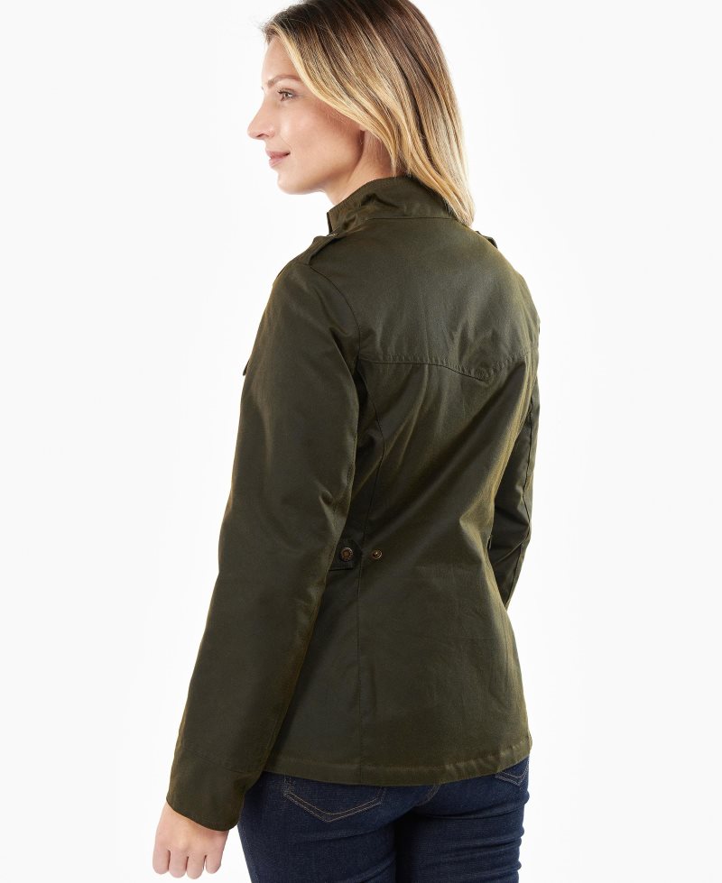 Barbour Winter Defence Waxed Cotton Jacket Olive Classic | ZGY785921