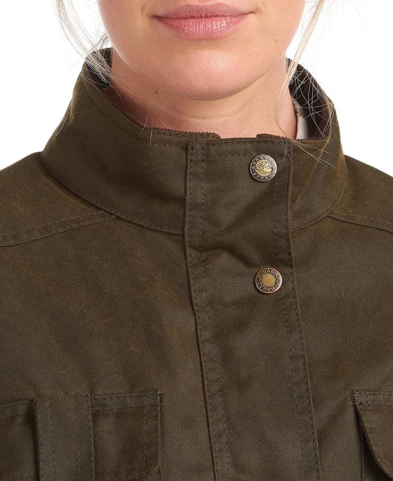 Barbour Winter Defence Waxed Cotton Jacket Olive Classic | ZGY785921