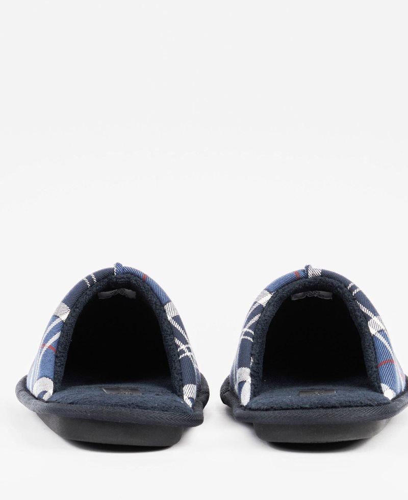 Barbour Young Slippers Summer Navy Tartan | ZMN481759