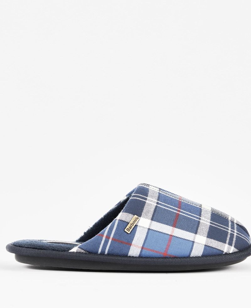 Barbour Young Slippers Summer Navy Tartan | ZMN481759